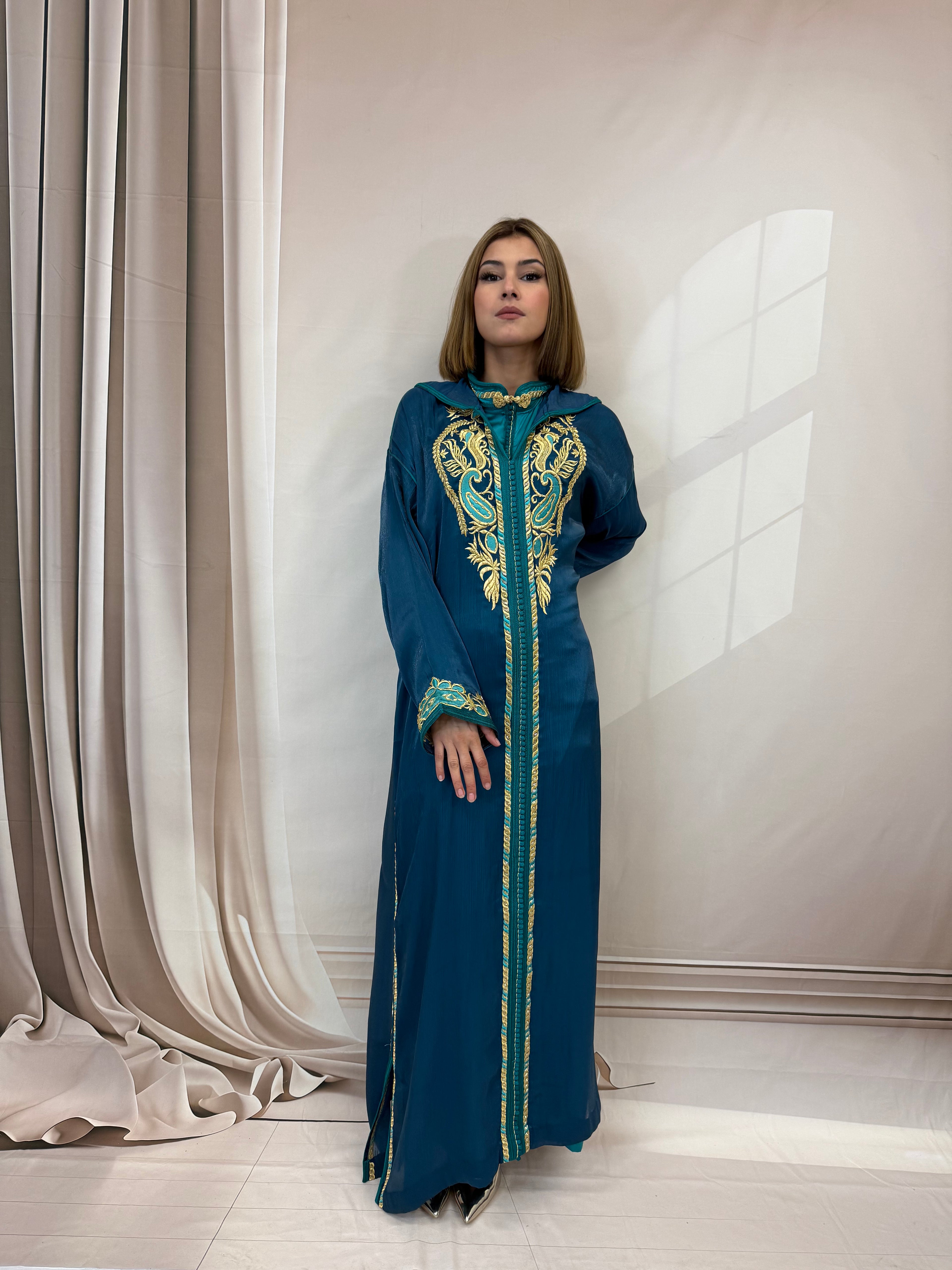 Djellaba Donker turqouise