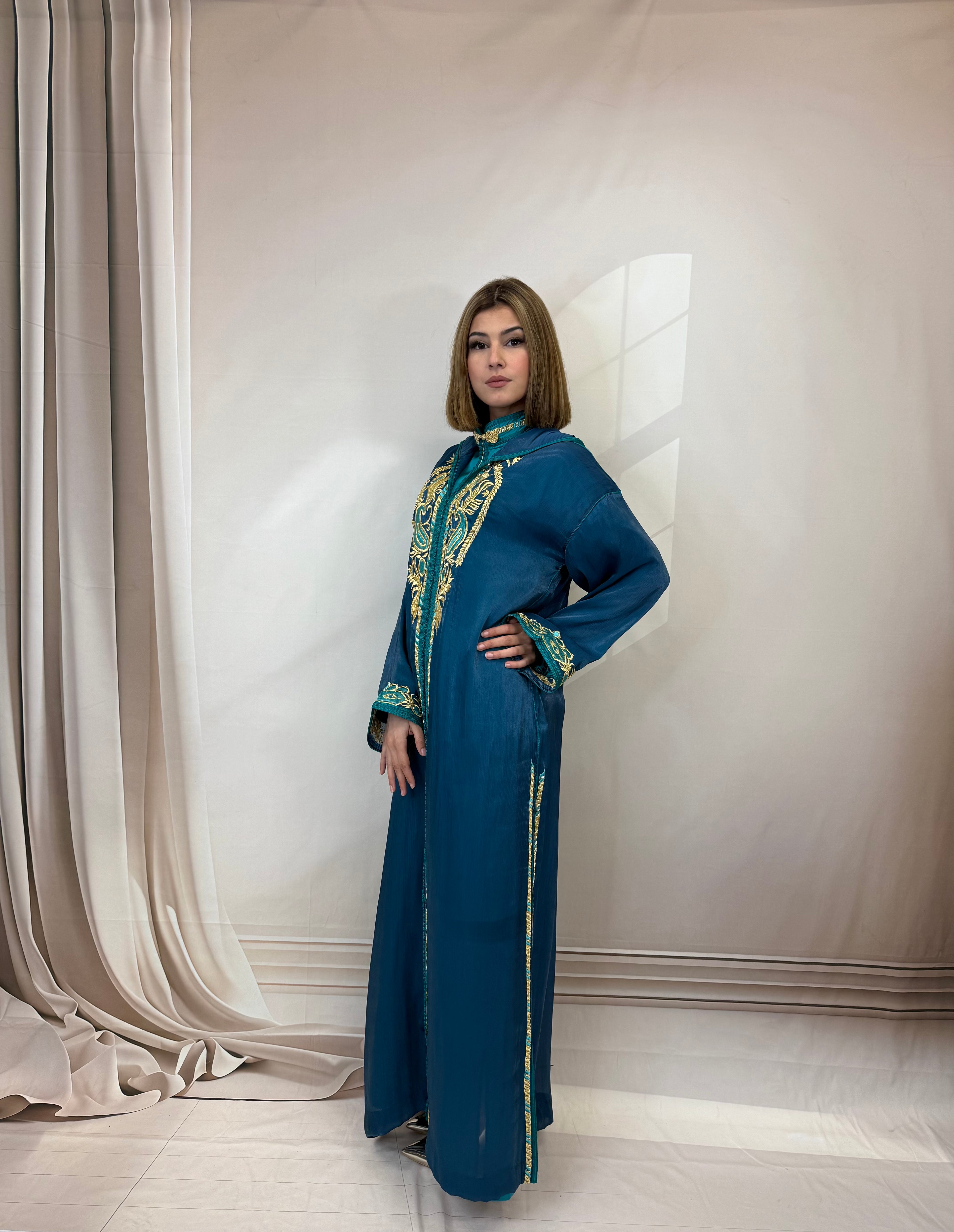 Djellaba Donker turqouise